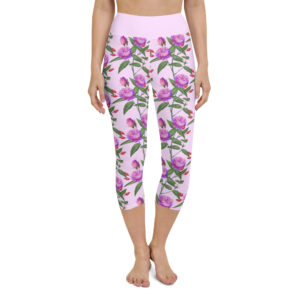 Peonies Yoga Capri Leggings
